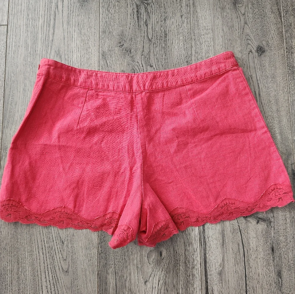 Free People | Red Lace Linen Shorts - Picture 5 of 5